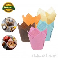 100 Packs Tulip Baking Paper Cups Muffin Cupcake Liner Wrappers Tray Baking Lover Mold for Party  Weddings  Birthdays  Baby Showers - B07FPBV777
